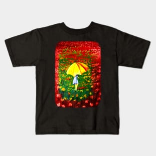 Girl with yellow umbrella Kids T-Shirt